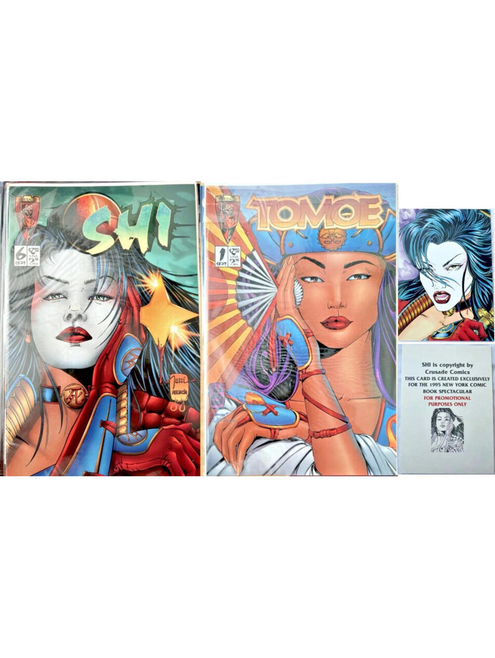1995 TOMOE SHI The Way of the Warrior #1 & SHI #6 w/ Exclusive NYCC Card Both NM